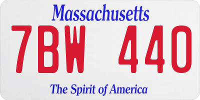 MA license plate 7BW440