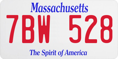 MA license plate 7BW528