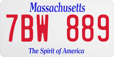 MA license plate 7BW889