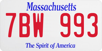 MA license plate 7BW993
