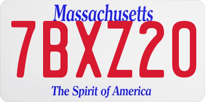 MA license plate 7BXZ20