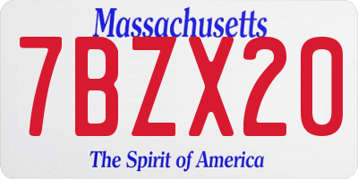 MA license plate 7BZX20