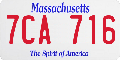 MA license plate 7CA716