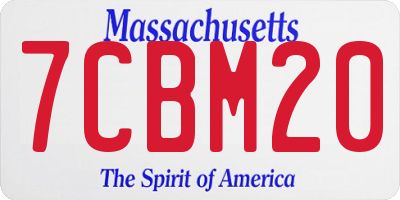 MA license plate 7CBM20