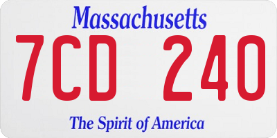 MA license plate 7CD240