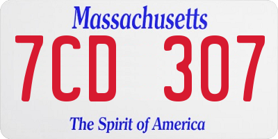 MA license plate 7CD307