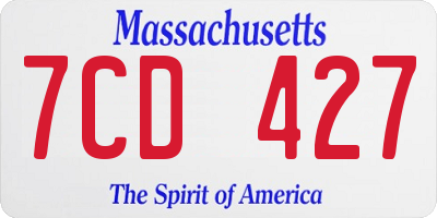MA license plate 7CD427