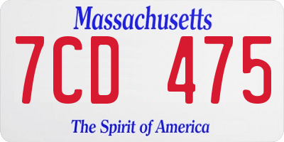 MA license plate 7CD475
