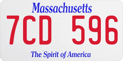 MA license plate 7CD596