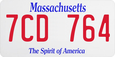 MA license plate 7CD764
