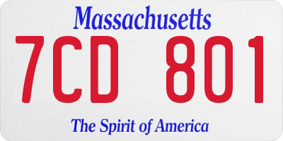 MA license plate 7CD801
