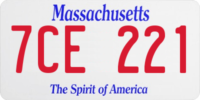 MA license plate 7CE221