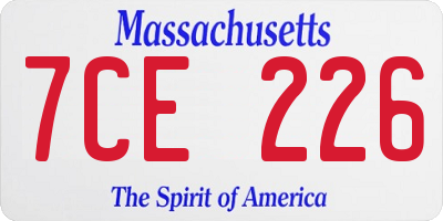 MA license plate 7CE226