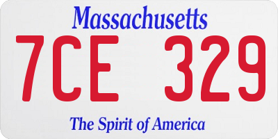 MA license plate 7CE329
