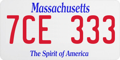 MA license plate 7CE333