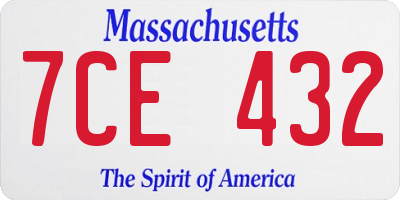 MA license plate 7CE432