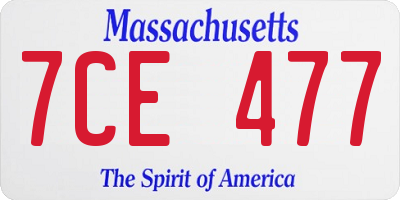 MA license plate 7CE477