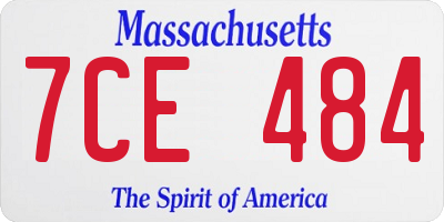 MA license plate 7CE484