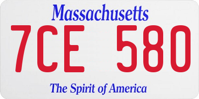 MA license plate 7CE580