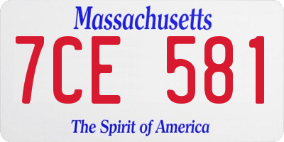 MA license plate 7CE581