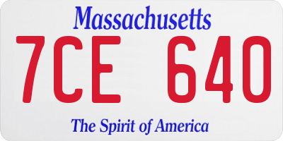 MA license plate 7CE640