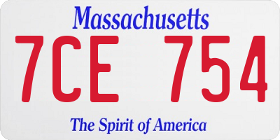 MA license plate 7CE754