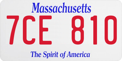 MA license plate 7CE810