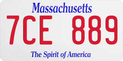 MA license plate 7CE889