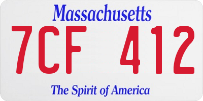 MA license plate 7CF412