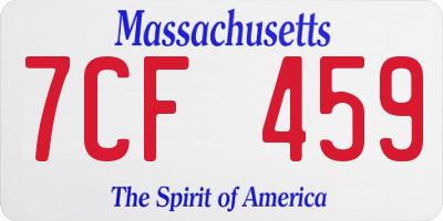 MA license plate 7CF459