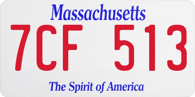 MA license plate 7CF513