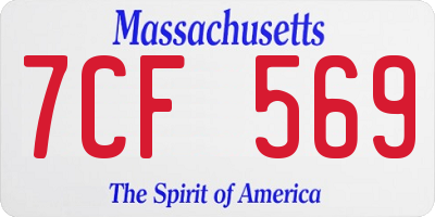 MA license plate 7CF569