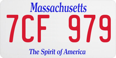 MA license plate 7CF979