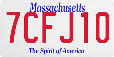 MA license plate 7CFJ10