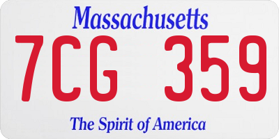 MA license plate 7CG359