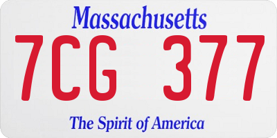 MA license plate 7CG377