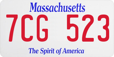 MA license plate 7CG523