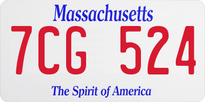 MA license plate 7CG524