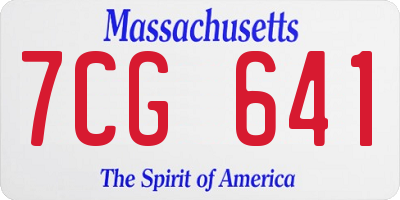 MA license plate 7CG641