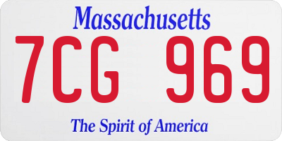 MA license plate 7CG969