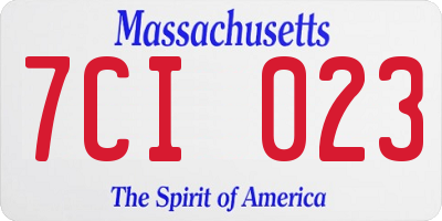 MA license plate 7CI023