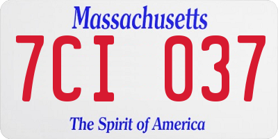 MA license plate 7CI037