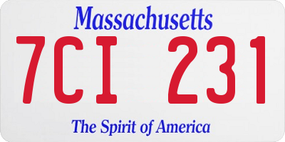 MA license plate 7CI231