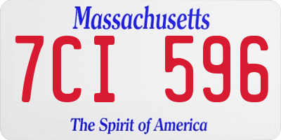 MA license plate 7CI596