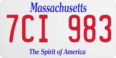 MA license plate 7CI983