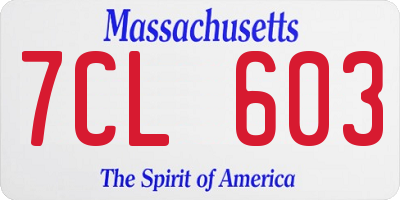 MA license plate 7CL603
