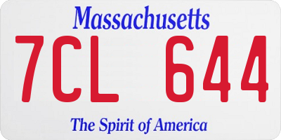 MA license plate 7CL644