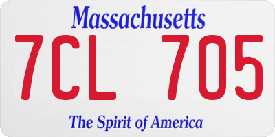 MA license plate 7CL705