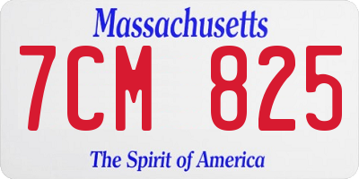 MA license plate 7CM825