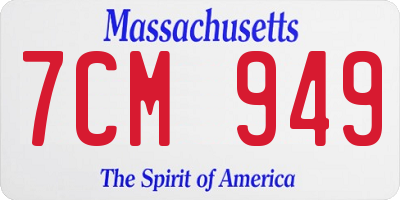 MA license plate 7CM949